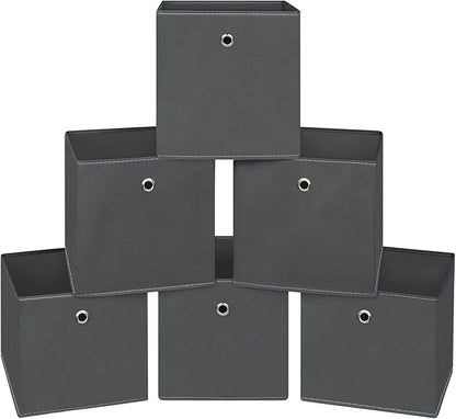 Foldable Storage Cubes Bins ,11 Inch Cloth Storage Cube Fabric Storage Box Cubes Organizer Baskets with Dual Handles for Home Organizer Set of 6 (Grey)