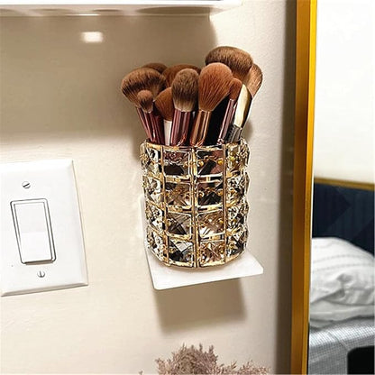 LUGUNU Makeup Brush Holder Organizer Crystal Vanity Decor Bling Personalized Comb Brushes Pen Storage Box Container (Gold 1 Pack)