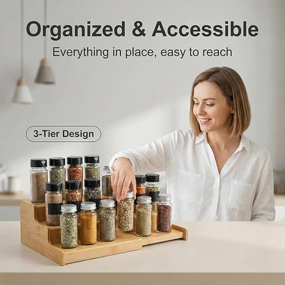 JinDoWin Spice Rack Organizer For Cabinet, Spice Organization For Cabinet, Spice Rack For Countertop,15.7 Inch Adjustable Seasoning Organizer Spice Organizer (2 Pack, Medium)