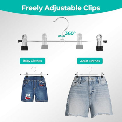 GoodtoU Pants Hangers 50 Pack - Pant Skirt Hangers with Clips, Metal Hanger with Clips for Skirt Shorts Trouser