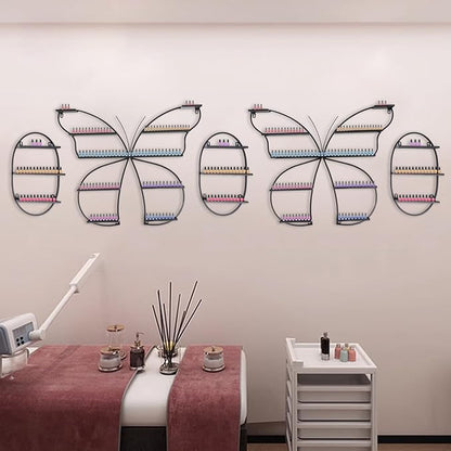 Butterfly Wall-Mounted Nail Polish Rack Set of 5-11LBs/Rack Capacity, Adjustable Cosmetic Display for Salon & Home Spa (Black)