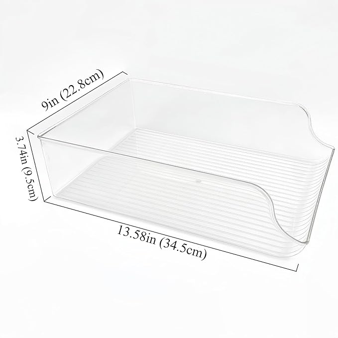 2 Pack Water Bottle Organizer Storage for Refrigerator, Fridge Drink Organizer Plastic Water Bottle Holder Dispenser Container Bin for Freezer Pantry Cabinet Kitchen -Clear