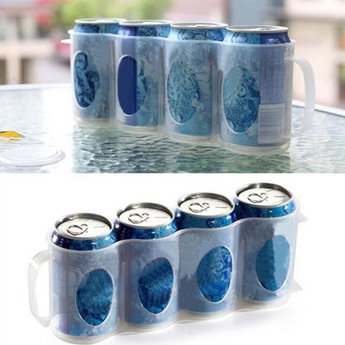 Soda Can Organizer Can Storage Box Transparent Reusable Drink Holder Organizer with Handle for Refrigerator Cabinets Stackable Canned Food Pop Cans Container Dispenser
