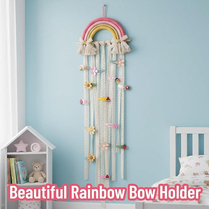 Bow Organizer for Girls, Hairbow Organizers and Claw Clip Organizer, 25x70cm Bow Hanger for Girls Hair Bows, Space-Saving Hair Accessory Storage Solution
