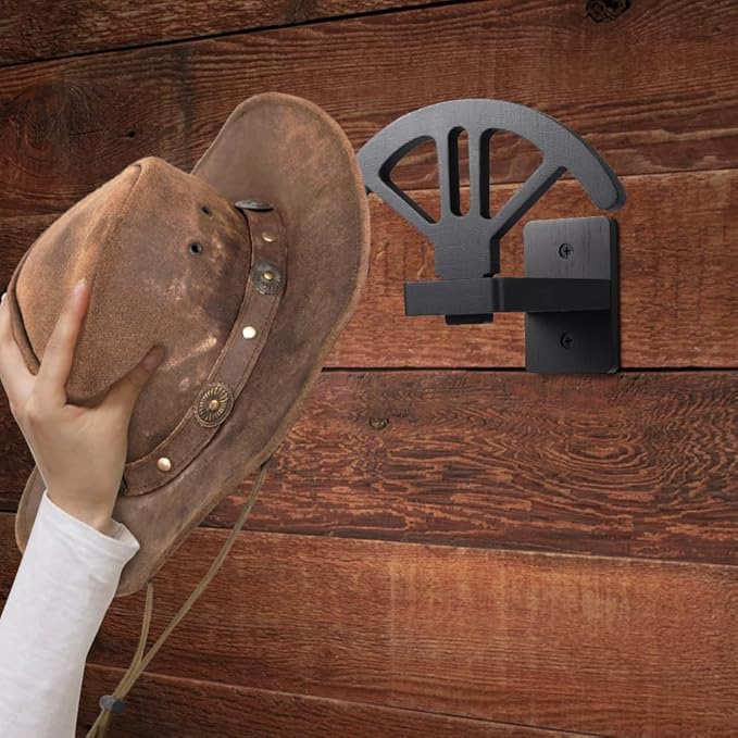 2 PCS Adjustable Cowboy Hat Rack Holder, Wooden Wall Mount Stand, Keep Original Shape of Hat with 4 Speed Adjustable Western Hat Display for Storage Fedoras Hats (Walnut)