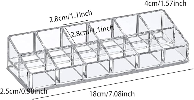 Clear Acrylic Lipstick Lip Gloss Organizer 12 Slots Comestic Display Holder for Nail Polish Essential Oil