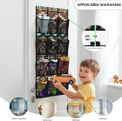 Geometric Shoe Organizer Over The Door 12 Pockets Wall Hanging Storage for Living Room Large Capacity Behind Door Shoe Organizer Space Saving Multi-Funtion Storage Bag