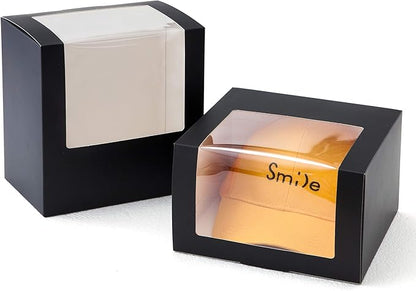 LADYBRO Black Gift Boxes with Window Display for Hat Storage Containter for Baseball Caps (Fitted, Snapbacks, Trucker) 7.8" x 7.8" x 4.8", 10 Pack