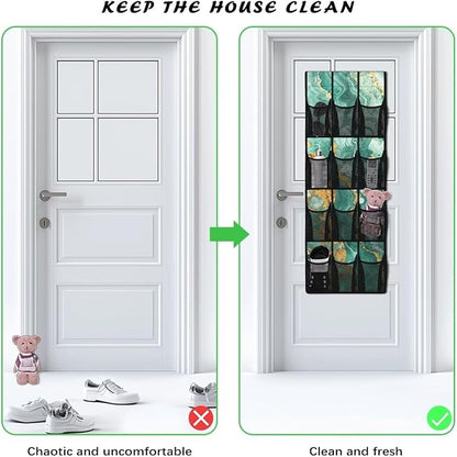 Generic Green Marble Over The Door Shoe Organizer for Cruise Ship Strong Over The Door Storage Organizer Shoes Spandex Fabric Is Not Only Flexible But Also Allows Fit Into Any Space Behind The Door