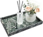 Pure Natural Marble Tray for Bathroom, Dresser, Sink. Cosmetics, toiletries, perfumes, Jewelry, Candles, etc. can be Placed (Lotus Green, 12" x 8" x 1.2")