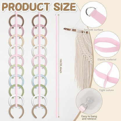 Norme 3 Pcs 3.3FT Extended Headband Holder Organizer Wall Hanging Hairband Storage for Women Hair Hoop Display Headband Hair Accessories Organizer for Bedroom, Dorm & Closet(Pink)