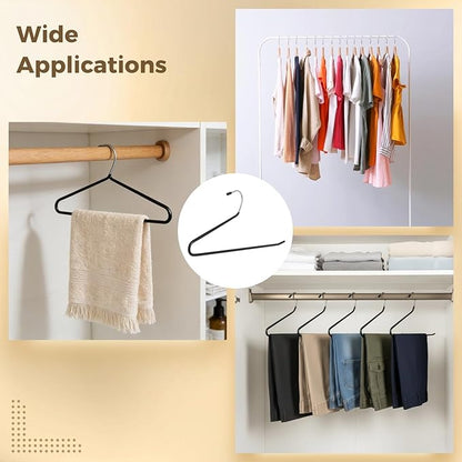 35 Pcs Pants Hangers Non Slip, Space Saving Open Ended Metal Pant Hangers, Jean Hangers for Men and Women, Closet Storage Organizer for Clothes Leggings Slacks Trouser Ties (Black)