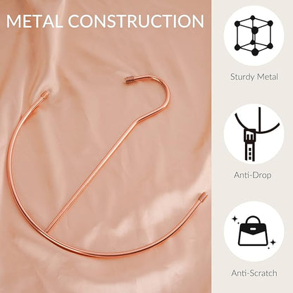 ZEDODIER Belt Hangers, Belt Rack 2 Pack Closet Accessories Organizers, Closet Organizer Hook Rack for Belt, Ties, Scarves, Camisoles, Hats, Bras, Shoes, Rose Gold