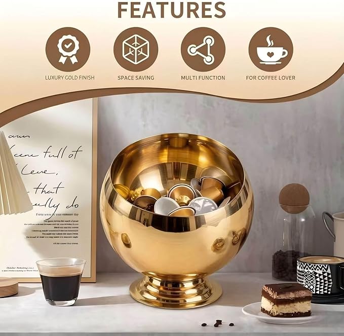 Coffee Pod Holder-Coffee Pod Storage-K Cup Holder-Espresso Pod Holder-Coffee Pod Organizer（GOLD