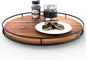 TIDITA 16" Acacia Wood Lazy Susan Turntable with Metal Frame - Large Lazy Susans Organizer Countertop Storage - Wooden Serving Tray for Charcuterie Cheese Board - Kitchen Counter Rotating