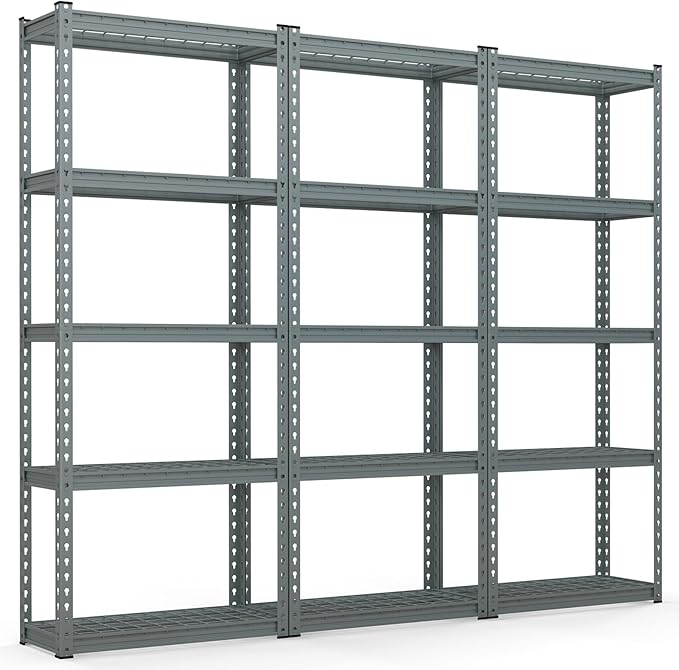 Goplus 5-Tier Metal Shelving Unit, 3 Pack Heavy Duty Wire Storage Rack with Anti-Slip Foot Pads, Height Adjustable Shelves for Warehouse, Kitchen, Living Room, Garage, 12" D x 27.5" W x 66" H