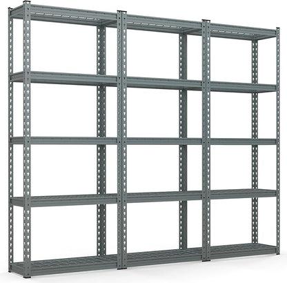 Goplus 5-Tier Metal Shelving Unit, 3 Pack Heavy Duty Wire Storage Rack with Anti-Slip Foot Pads, Height Adjustable Shelves for Warehouse, Kitchen, Living Room, Garage, 12" D x 27.5" W x 66" H