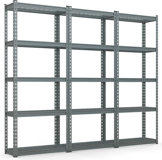 Goplus 5-Tier Metal Shelving Unit, 3 Pack Heavy Duty Wire Storage Rack with Anti-Slip Foot Pads, Height Adjustable Shelves for Warehouse, Kitchen, Living Room, Garage, 12" D x 27.5" W x 66" H