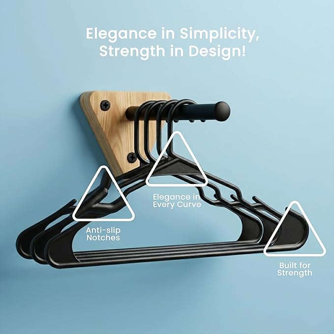 Utopia Home Plastic Hangers 100 Pack - Perfect Space Saving Clothes Hanger - Durable and Strong - Perfect Closet Organizers with Shoulder Grooves (Black)