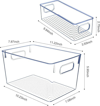 Set of 8 pantry organizers and storage, Clear Plastic Storage Bins for Kitchen Organization, Freezer Storage, Home Edit Containers