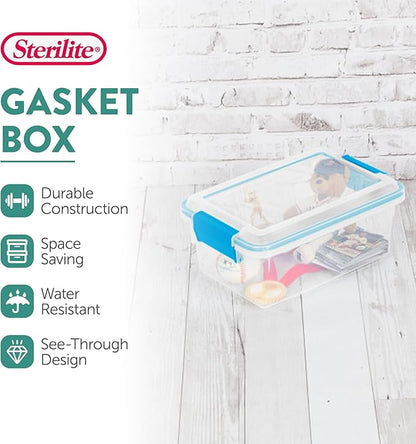 Sterilite 6-Pack Gasket Box, Weather-Resistant Storage Bins with Latching Lids, 7.5 Quart - Heavy-Duty Organizing Containers for Closet, Bathroom, and Office
