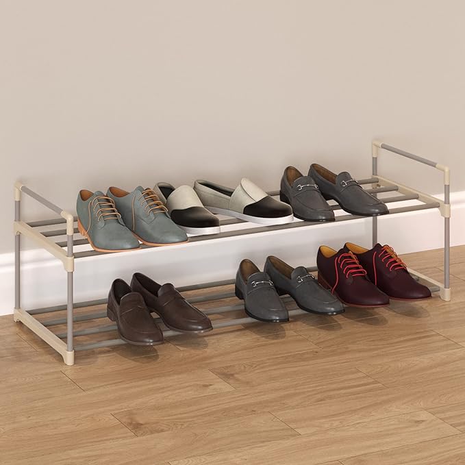 Home-Complete Shoe Storage Rack, 2-Tier Organizer for Closet, Bathroom, Entryway, 2 sets
