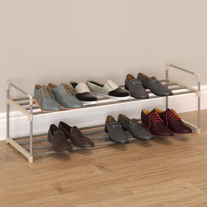 Home-Complete Shoe Storage Rack, 2-Tier Organizer for Closet, Bathroom, Entryway, 2 sets