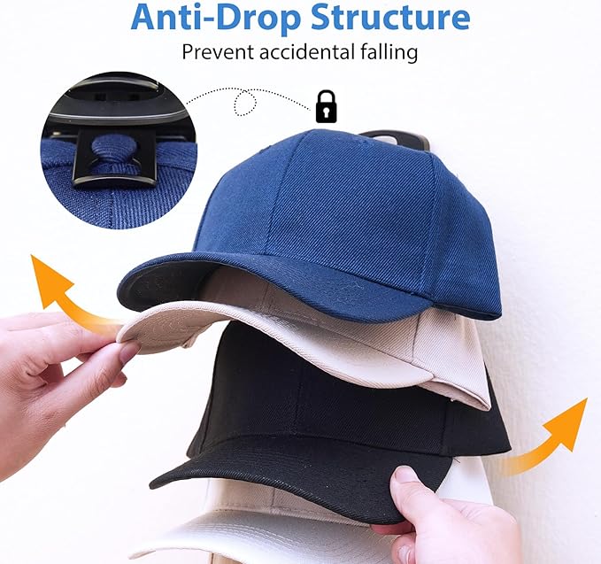 MACOPRO Hat Organizer for Baseball Caps for wall,2 Pack Cap Racks, Rack Hanger Storage Display Holder Hooks Stand for Closet Door,Hold Up to 40 Hats