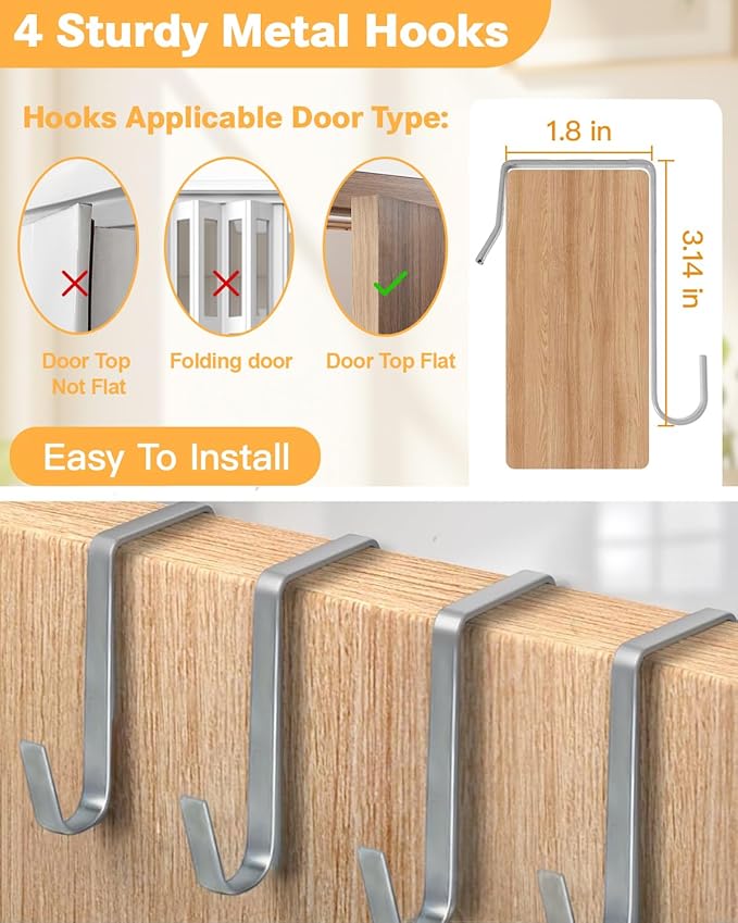 Over The Door Shoe Storage Organizer, 8 Tiers Hanging Shoe Rack Behind Door Shoe Holder with 6 Large Deep Pockets 8 Small Pockets, Narrow Shoe Rack for Closet Bedroom Bathroom Nursery RV Dorm, Grey