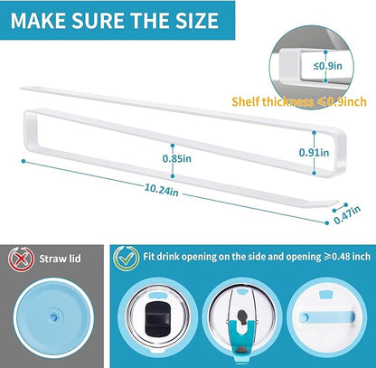 Shallow Tumbler Lid organizers for Cabinet, Space Saving Yeti Tumbler Lid Holder, Stanley Cup Lid organizers Under Cabinet, No Drill Cup Lid Hanger Must-Have 2025, 2 Pack Storage