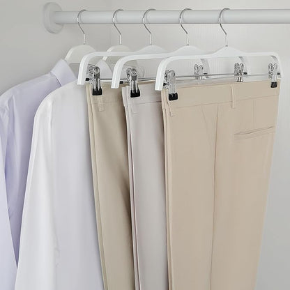 TOPIA HANGER Wooden Pants Hangers,Slim Natural Wood Skirt Hangers with Anti-Rust Hook and Adjustable Metal Clips, Perfect for Skirts, Pants, Slacks-20 Pack-CT17W20