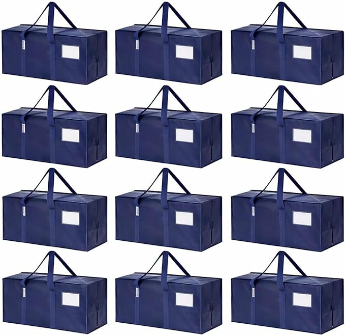 Simpli-Magic Heavy Duty Moving Bags, 12 Pack, Extra Large Reusable Storage & Relocation Bags with Carry Handles & Zipper