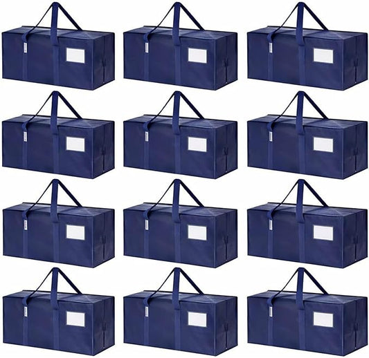 Simpli-Magic Heavy Duty Moving Bags, 12 Pack, Extra Large Reusable Storage & Relocation Bags with Carry Handles & Zipper