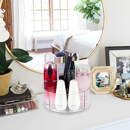 360° Rotating Makeup Organizer Clear Lazy Susan Organizer for Vanity, Cosmetic Display Cases for Bathroom Countertop, Makeup Storage Organizer, Desktop Dresser Sundries Storage Boxes