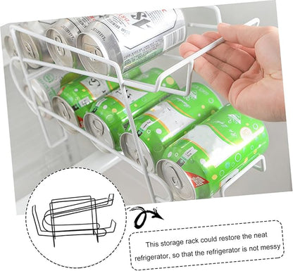 PRETYZOOM 1pc Rolling Drink Storage Rack Space-saving Beverage Holder for Refrigerator Dual-layer Canning Organizer Black for Kitchen and Pantry Organization