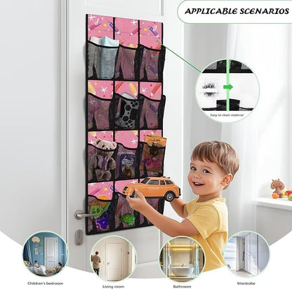 Pencils Over The Door Shoes Organizer 12 Large Mesh Pockets Closet Door Hanging Shoe Rack Organizer Washable Storage Bag for Toys Snacks Shoes Hats Comics Back to School Gifts