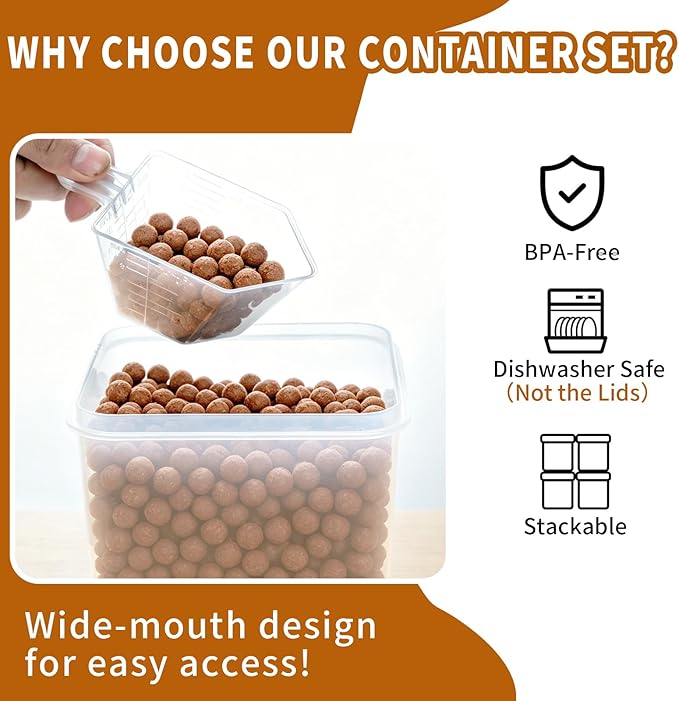 Flour Sugar Storage Containers, 10 Pack Large Airtight Food Storage Containers with Lids for Kitchen Pantry Organization and Storage, BPA Free Plastic Canisters Sets for Cereal, Rice and Baking