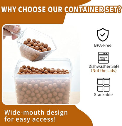 Flour Sugar Storage Containers, 10 Pack Large Airtight Food Storage Containers with Lids for Kitchen Pantry Organization and Storage, BPA Free Plastic Canisters Sets for Cereal, Rice and Baking