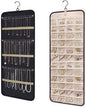 48 Pocket Oxford Fabric Double Sided Hanging Rotating Jewelry Organizer with Hanger Hooks for Earrings, Necklaces, Rings, Bracelets and Other Jewelry Storage