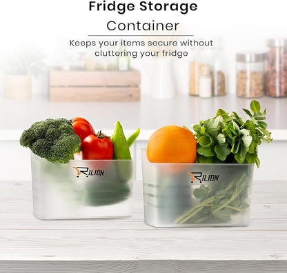 Fridge Storage Boxes (Pack of 4) Freezer & Refrigerator Organizer Containers Kitchen Storage Container Set Kitchen Accessories Items for Home 1200 ml Food Storage Box