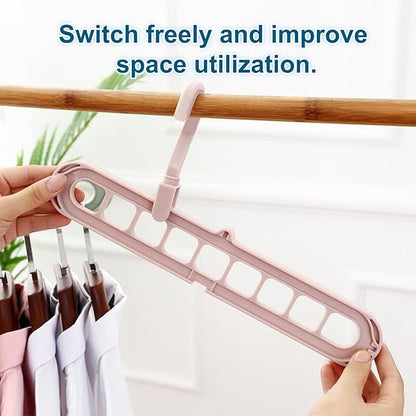 5-Pcs Multifunctional 9-Hole Space Saving Clothes Hangers - 360° Swivel Non-Slip Folding Closet Organizers for Shirts Coats Pants, Home Dorm Travel Storage Essentials