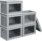Homsorout Stackable Storage Bins with Lids - Large Decorative Basket with Lids, Fabric Foldable Closet Organizer Bins, Shelf Organizer for Living Room, Dorm, 5 Pack, Grey