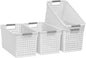 Soddeph Slim Plastic Storage Basket with Handles, Narrow Organizer box for Shelves, Organizer box for Organizing, Kitchen,Home,Office (White, Large)