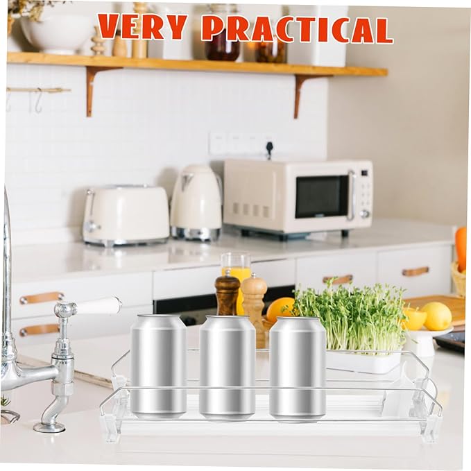 Ciieeo Soda Can Dispenser for Refrigerator Automatic Beverage Organizer Sliding Rails High Storage Capacity and Construction Touchless Cold Drink Propeller Rack for Home and Supermarket