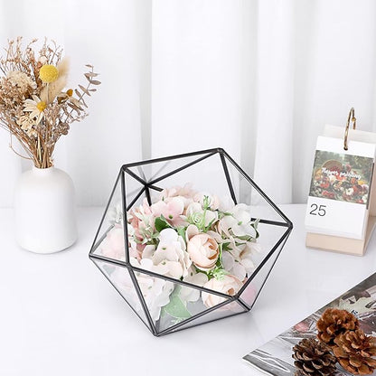 ELLDOO Black Glass Coffee Pods Holder, 15 Sided Geometric Box Coffee Pod Organizer for K Cup Espresso, Tea Bags Sugar Packets Storage Holder for Kitchen Coffee Bar Office Counter