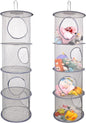 ChezMax Hanging Mesh Stuffed Animal Storage - 4 Tiers 2 Pack Large Stuffed Animal Net Organizer, Foldable Space Saver Bags Plushie Basket Organization Holder Room Bedroom Playroom Wardrobe Wall Grey