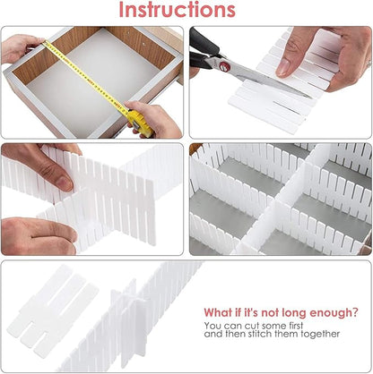 40Pcs Drawer Dividers, Adjustable Drawer Organizer for Socks, Underwear, Makeup, Can Help Tidy Kitchen, Bedroom, Dresser Black