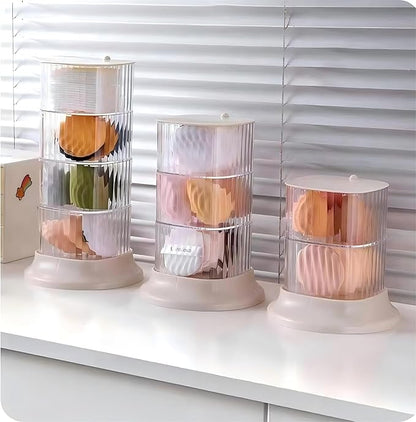 Hair Accessory Organizer, 2-Layer Rotating Clear Hair Tie Organizer for Hair Clips, Headbands, Hair Ties, Earring, Necklace, Ring, Jewelry Boxes & Organizers for Girls & Women (2 Layer White)
