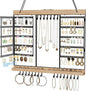 Feyejade Large Rotating Hanging Jewelry Organizer, 5-Tier Earring Holder Storage Holds up to 180 Pairs, Wall Mounted Jewelry Rack for Earrings, Necklaces, Bracelets and Rings, for Girls, Black