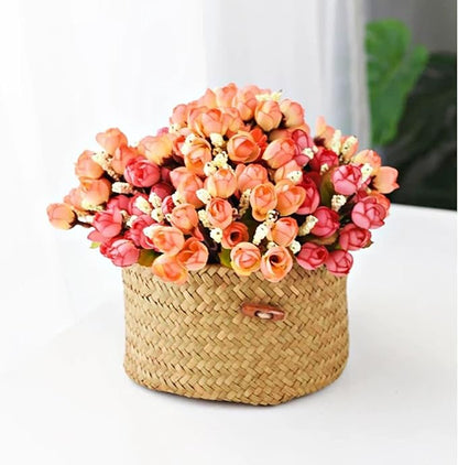 Seagrass Handmade Basket with Lid, Small Round Basket for Storage, Decorative Home Organizer Decor(7"L X 5"H, Natural)